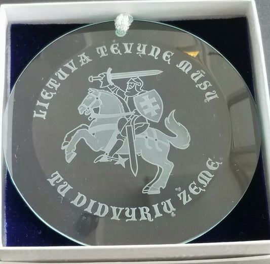 Rd. Glass Ornament with Vytis (3084)