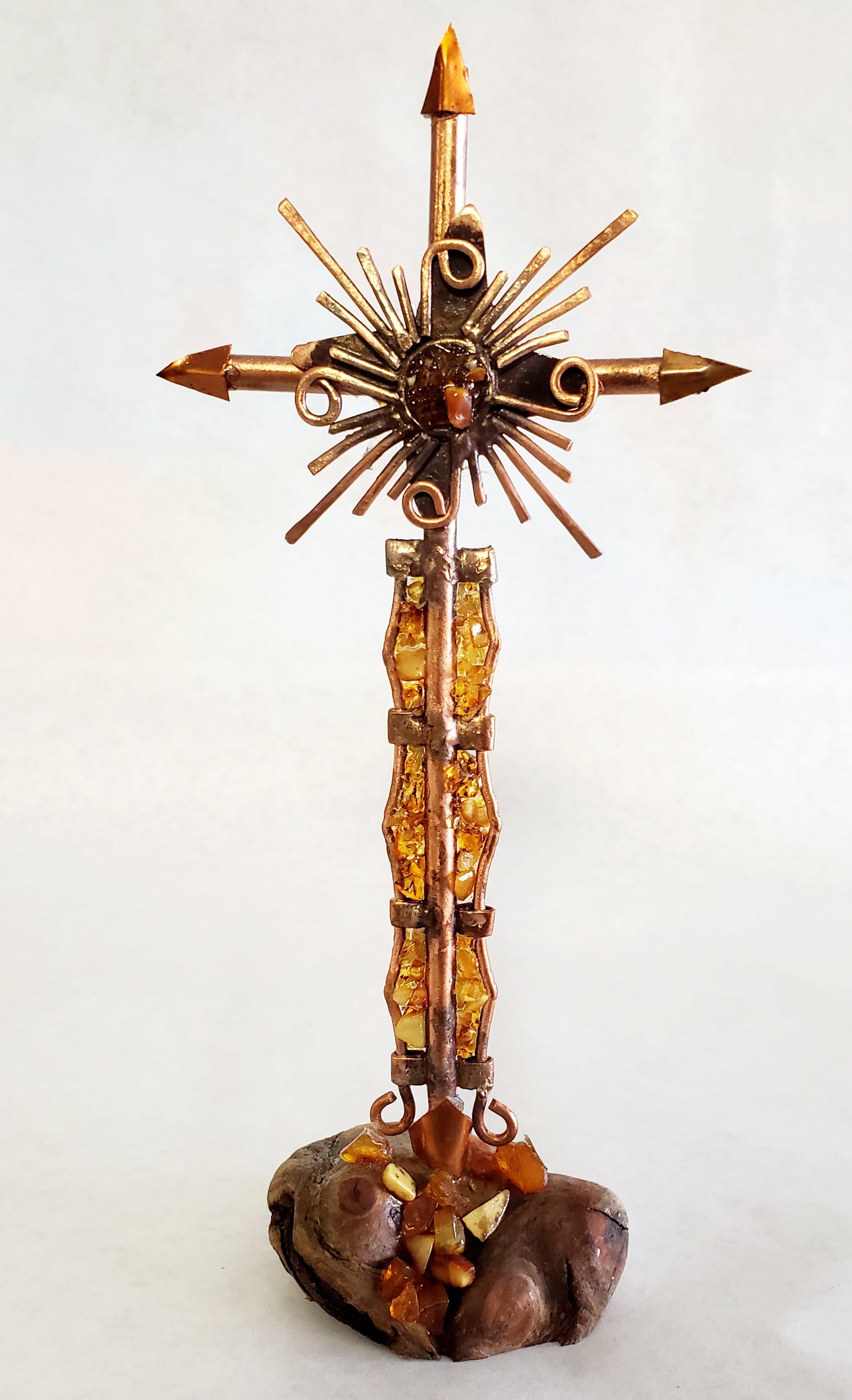 Amber and Copper Standing Cross (3148)