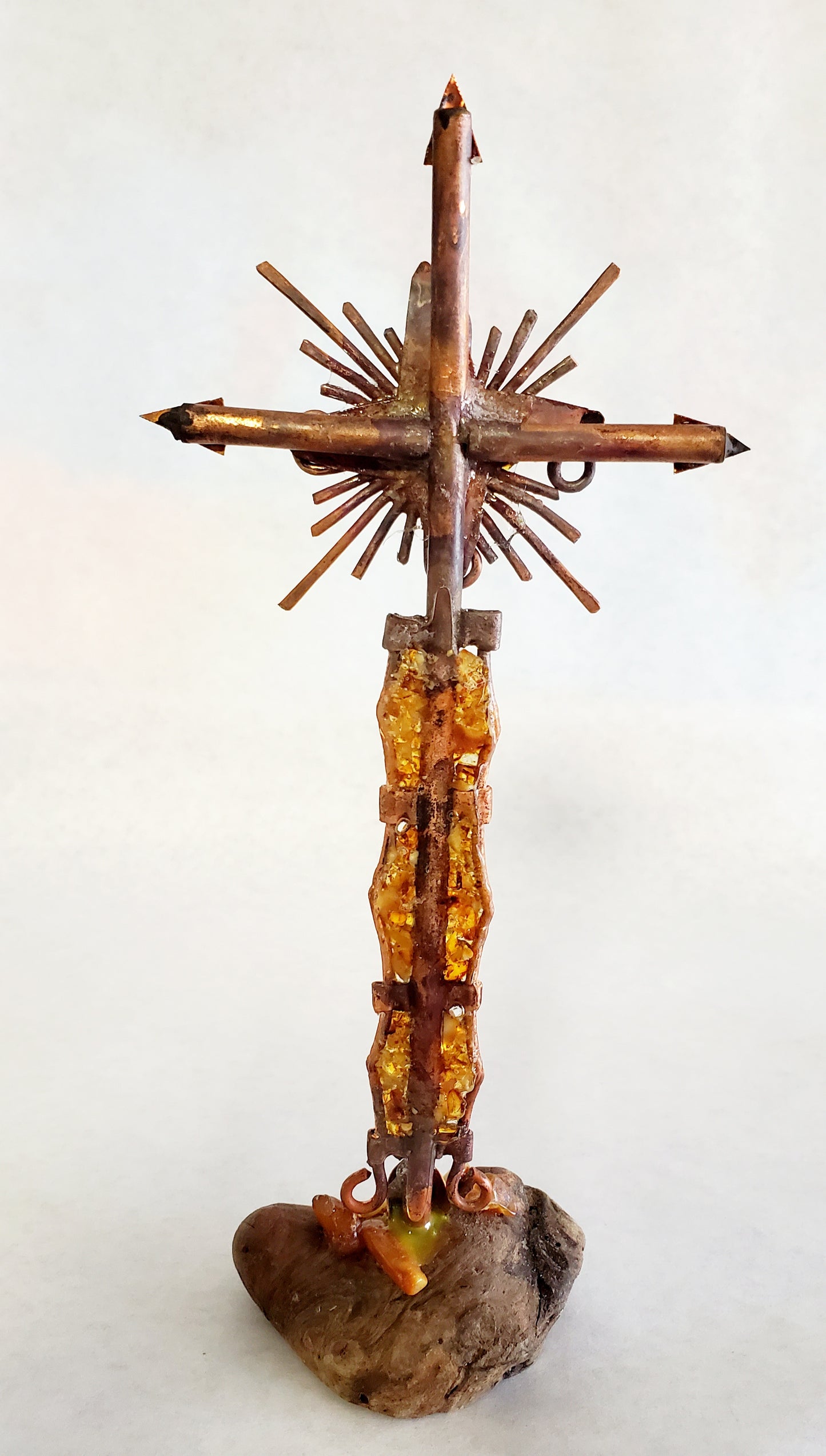 Amber and Copper Standing Cross (3148)