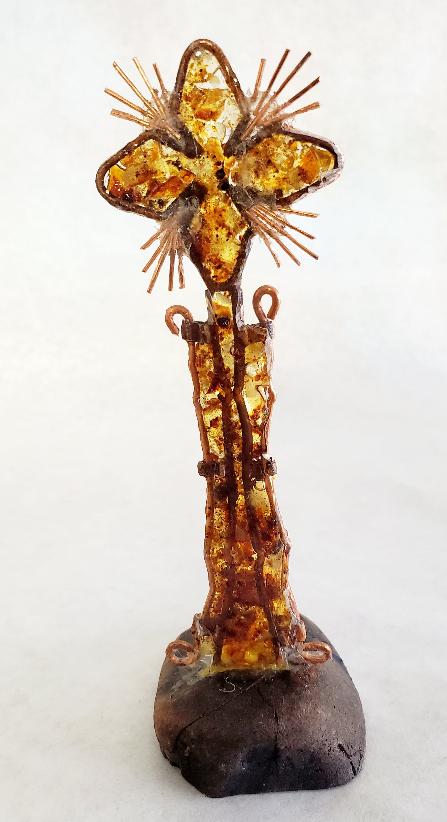 Amber and Copper Standing Cross (3224)