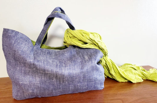 Handmade Denim Bag - Denim/Green