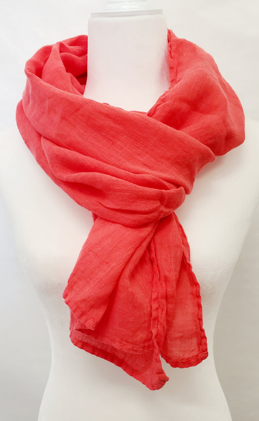 Linen Scarf - Coral (3587)
