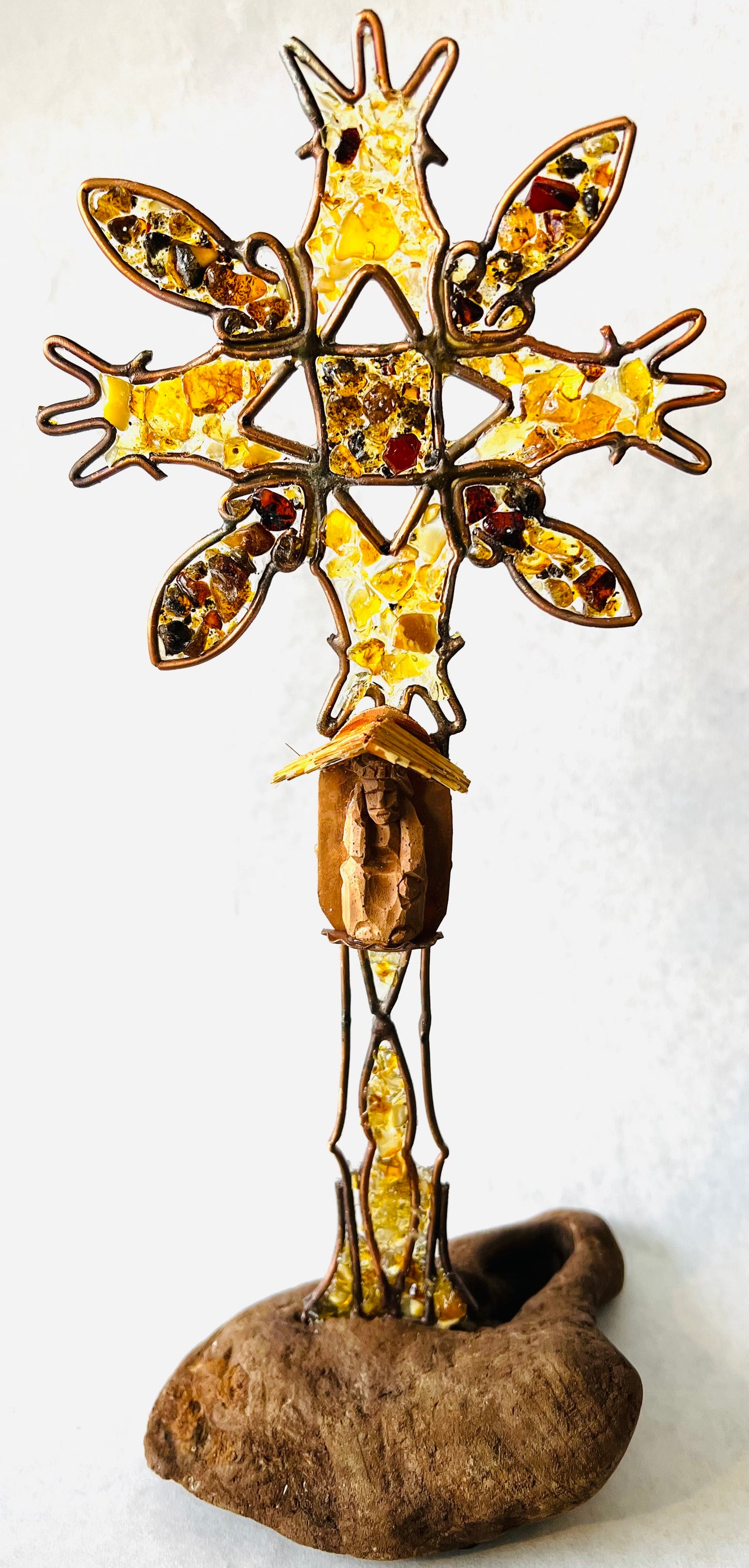 Amber and Copper Standing Cross (3355)