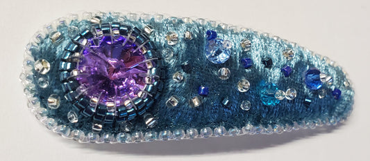 Hair Clip - Purple velvet with crystal embroidery (3418)