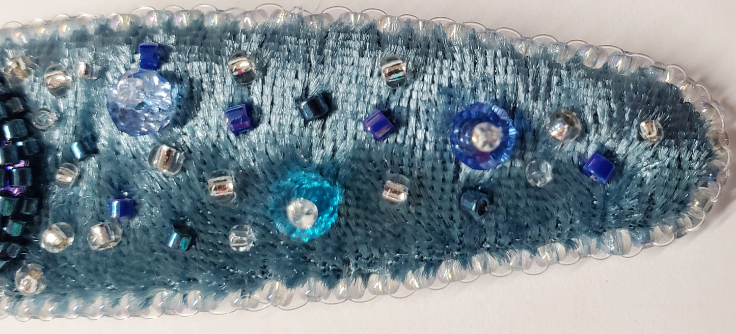 Hair Clip - Purple velvet with crystal embroidery (3418)