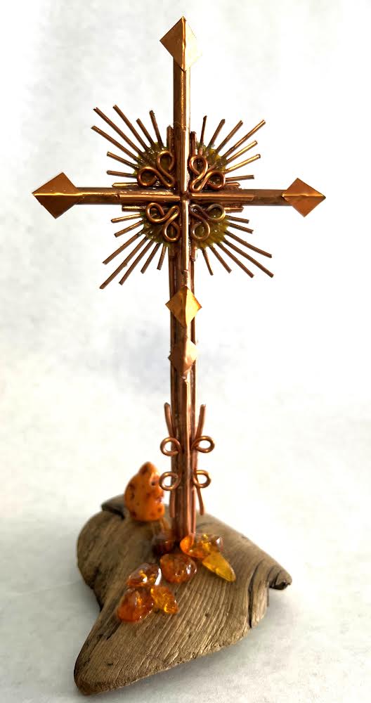 Amber and Copper Standing Cross (3341)