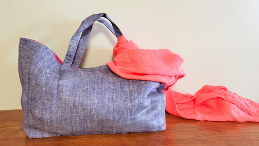 Handmade Denim Bag - Denim/Pink